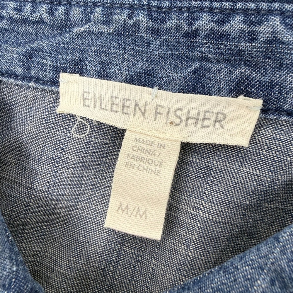 Eileen Fisher Chambray Denim Shirt Dress Tencel Cotton Blue Women's Medium - Picture 4 of 7